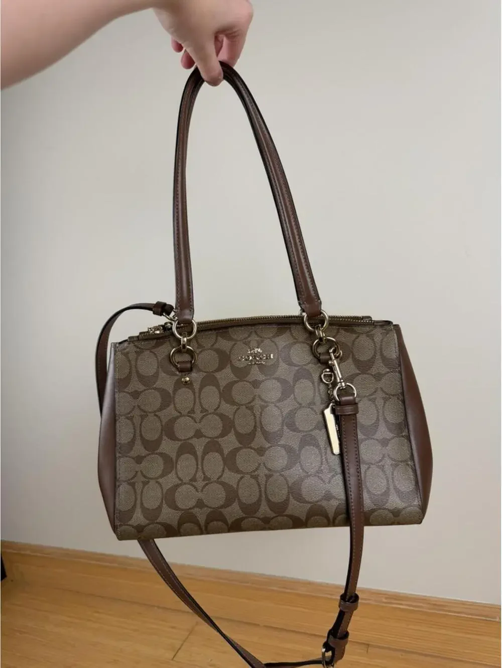 Authentic Coach Etta Carryall F77881 Signature Canvas Leather Crossbody Satchel